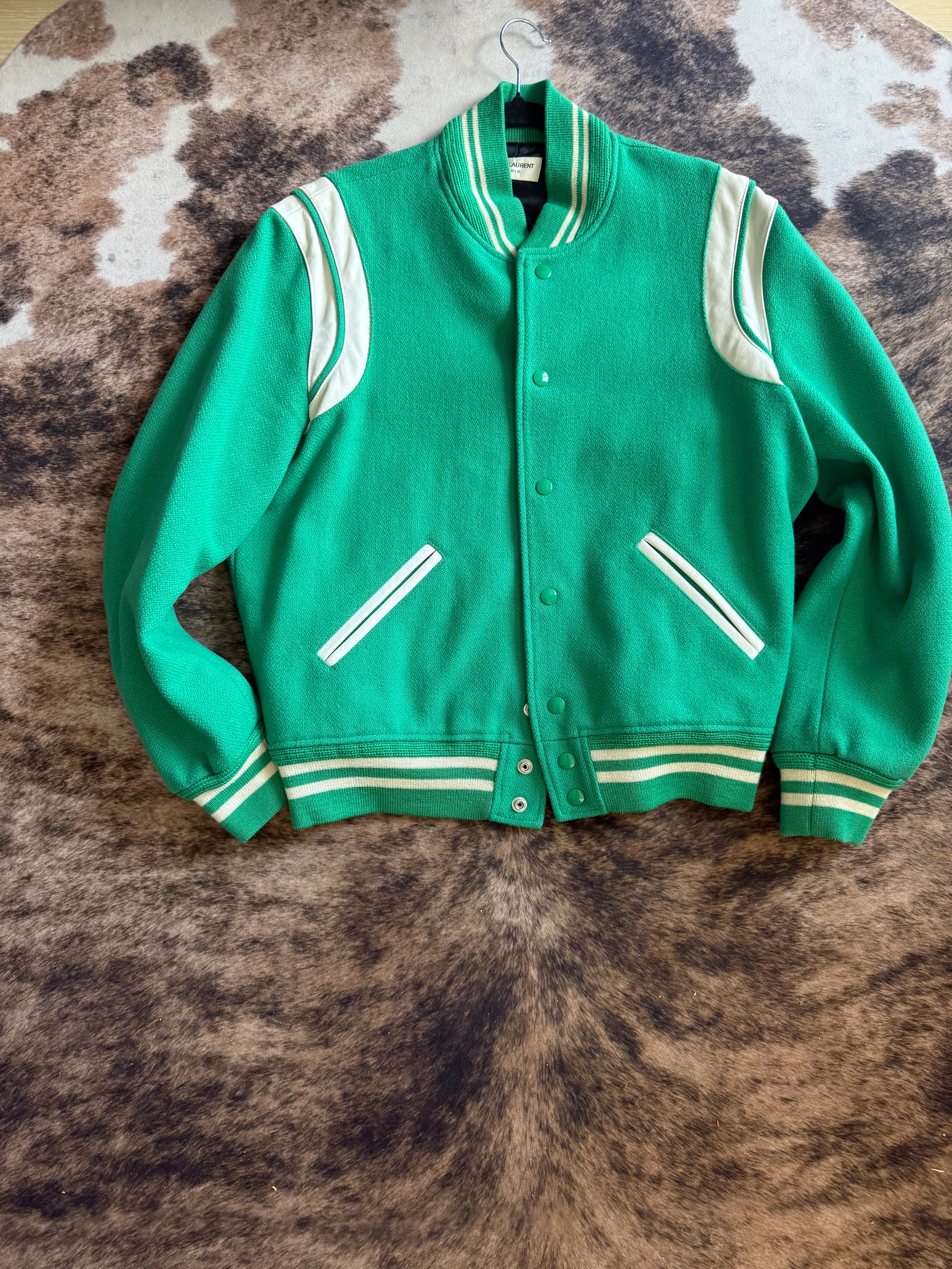 Saint Laurent Green Wool Teddy Jacket